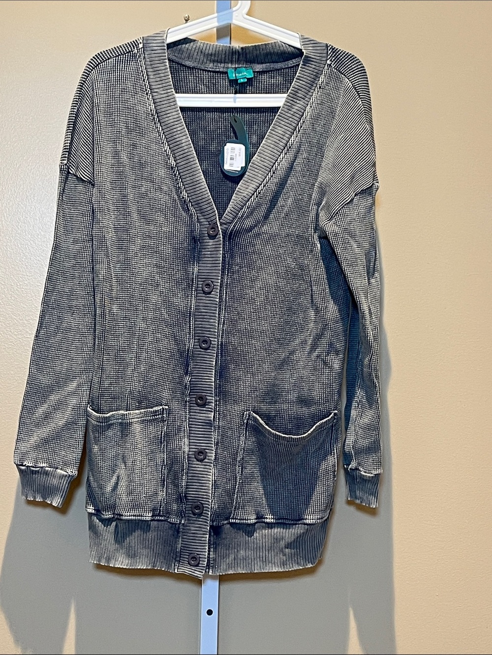 Women’s Washed Blue Button-Front Cardigan Sweater